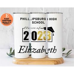 personalized class of 23 graduation gift, 20oz stainless steel tumbler, personalized tumbler, graduation gift for him/he