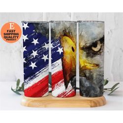 patriotic eagle flag tumbler, eagle and usa flag stainless steel tumbler - 20oz tumbler, rustic american flag eagle tumb