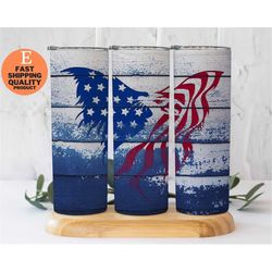 USA Flag Wings July 4th 20oz Stainless Steel Tumbler - Patriotic Travel Tumbler, Vibrant and Eye Catching July 4th Tumbl