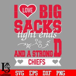 I Love Big Sacks tight ends and a strongD Kansas City Chiefs svg,digital download