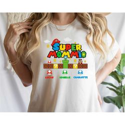 Personalized Super Mommio Shirt, Super Mommio Shirt With Kids Name, Cute Mom Shirt, Mom Gamer Shirt, Mother's Day Funny