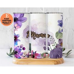 Mama Floral Stainless Steel Tumbler, 20oz Floral Mama Tumbler, Floral Patterned Mama Tumbler, Stainless Steel Mama Tumbl