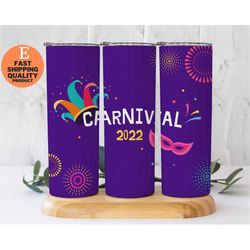 20 oz skinny carnival 2022 tumbler, Blue Carnival 2022 Tumbler - Keep Your Drinks Fresh and Fun, Blue Carnival 2022 Tumb