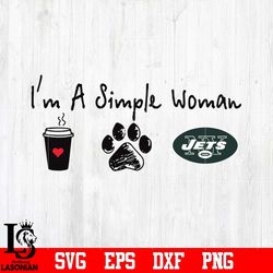 I'm a simple woman coffee paw New York Jets svg, digital download