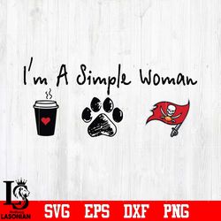 I'm a simple woman coffee paw Tampa Bay Buccaneers svg, digital download
