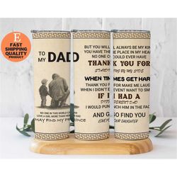 20 oz Skinny Tumbler To My Dad Quote, Son Silhouette Sublimation, Fathers Day Gift, Gift from him, Dad Travel Mug