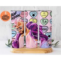 Bad Bunny Valentine Gift, Cute Gift for Valentine, Bad Bunny Lover, Custom Made Handmade Tumbler