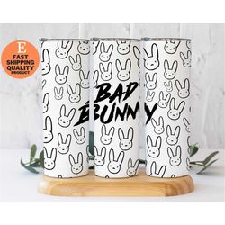 20 oz skinny Bad Bunny Logo Tumbler, Bad Bunny Gift for Fans, Bad Bunny Tumbler - Stay Hydrated in Style, Bad bunny them
