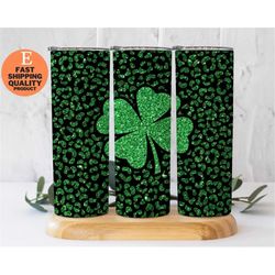 St. Patrick's Day Tumbler with Sparkling Green Shamrock Design, Lucky Charm Tumbler for a Festive St. Patrick's Day, Gli