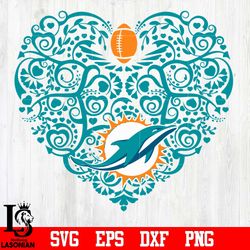 Miami Dolphins Heart svg, digital download