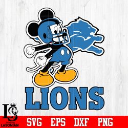 Mickey Football, Detroit Lions Mickey, Detroit Lions Svg, digital download