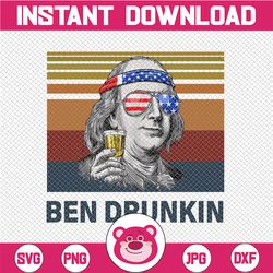 Ben Drunkin PNG, Presidents drinking, American flag bandana Retro Vintage Summer 4th of July USA Independent day PNG