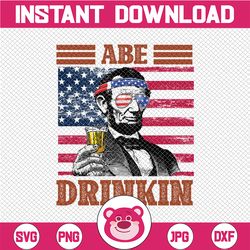 Abe Drinkin PNG, Presidents drinking, American flag bandana, Retro Vintage Summer 4th of July, USA Independent day PNG