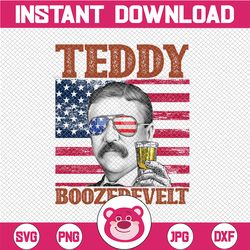 Teddy Boozedevelt PNG, Presidents drinking, American flag bandana, Retro Vintage Summer 4th of July, USA Independent day