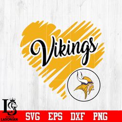 Minnesota Vikings Logo,Minnesota Vikings Heart NFL Svg, digital downdload