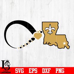 New Orleans Saints heart Maps Svg, digital download
