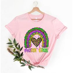 Mardi Gras  Rainbow Love Heart Shirt, Carnival Parading Masks beads shirt, Mardi Gras Fleur De Lis Fat Tuesday Louisiana