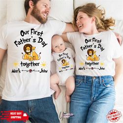 Our First Father's Day Gift, Tiger First Fathers Day Personalized Matching Shirts, Dad & Baby Matching Tiger Shirt, Fath