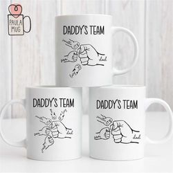 Custom Father's Day Fist Bump Mug, Daddy's Team Mug, Custom Dad Cat Mug, Custom Dad Dog Mug, New Dad Mug, Promoted to da