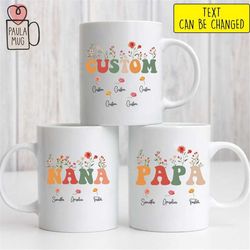 Custom Family Mug With Kid Names mug, Aunt Floral Mug, Custom Aunt Popo, Dada, Godmother, Uncle, Mimi, Bestie Floral Mug
