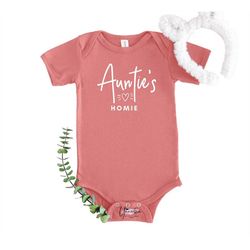auntie's  homie baby onesie, baby girl or baby boy outfit, baby shower gift nephew, toddler shirt, funny aunt shirts,nie