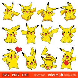 Pikachu Bundle Svg, Pokemon Birthday Svg, Birthday Party Svg, Pokemon Svg, Cricut, Silhouette Vector Cut File