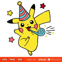 Pikachu Birthday Svg, Pokemon Birthday Svg, Birthday Party Svg, Pokemon Svg, Cricut, Silhouette Vector Cut File