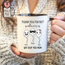 Custom Mom Mug With Kids Name, Thank You for Not Swallowing Us Mug, Mother's Day Mug, Custom Mum Mug, Mom Life Mug, Cust