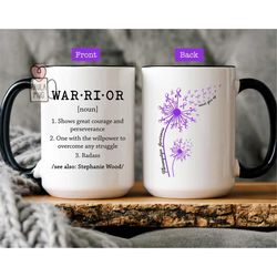 Custom Fibromyalgia Awareness Support Team Mug, Dandelion Fibromyalgia Awareness Mug, Fibromyalgia Support Mug, Purple R