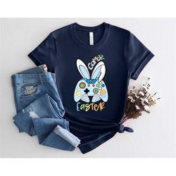 Retro Game Controller Bunny Shirt,Happy Easter T-Shirt,Funny Easter Bunny Shirts,Game Lover Easter Shirt,Easter Gifts Fo