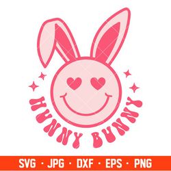 Hunny Bunny Svg, Happy Easter Svg, Smiley Bunny Svg, Easter Bunny Svg, Cricut, Silhouette Vector Cut File