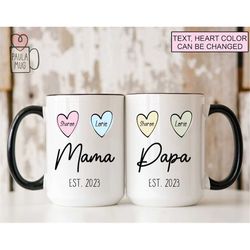 Custom New Mom and Dad Mug, Custom Family Mug, Mommy and Daddy Est, Parents to Be Mug Set, Baby Shower Gift, Pregnancy R