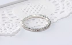 JEWELS 925 Sterling Silver Rings Women Classic Round Full Pave AAA Cubic Zircon Engagement Wedding Band Ring for Girls
