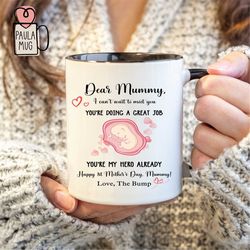 Personalized Mug, Mommy From Inside Your Tummy I Can't Wait To Meet You Mug, Deer Mummy Mug, Mom To Be, Baby Reveal Mug,