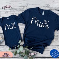Mama Mini Matching Set, Baby Shower Gift, Mama T shirt, Mini Onesie, Mini Toddler, Mini Youth, New Mom Gift Idea,Baby an