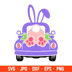 Easter Truck Rabbit Back Svg, Happy Easter Svg, Easter egg Svg, Spring Svg, Cricut, Silhouette Vector Cut File