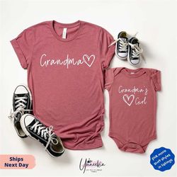 new grandma matching grandma & me matching set gift, grandma's girl onesie,  grandma shirt, grandma's boy onesie, mother