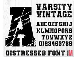 Varsity Vintage font OTF | college distressed font, varsity distressed font college font, distressed font, College Font