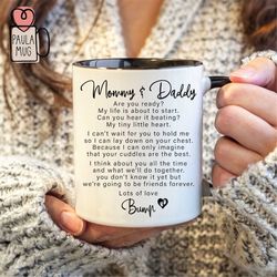 Personalized Mommy and Daddy To Be Mug, Mommy & Daddy Mug, Expecting Parents, Pregnancy Reveal, Pregnancy Announcement,