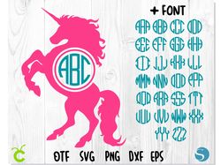 UNICORN Monogram Circle SVG | ROUND MONOGRAM FONT, Unicorn Monogram SVG, Circle Monogram Font OTF / SVG Monogram Letters