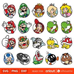 Super Mario Characters Bundle Svg, Mario Characters Svg, Super Mario Svg, Mario Bros Svg, Cricut, Silhouette Vector Cut