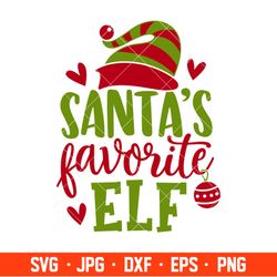 Santas Favorite Elf Svg, Merry Christmas Svg, Santa Claus Svg, Christmas Svg, Cricut, Silhouette Cut File