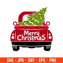 Merry Christmas Red Truck Back Svg, Merry Christmas Svg, Red vintage Truck Svg, Christmas Svg, Cricut, Silhouette Cut Fi