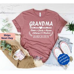 Personalized Grandchildren's Names, Personalized Grandma Gift, Personalized Grandma Shirt, Customized Mother's Day Shirt