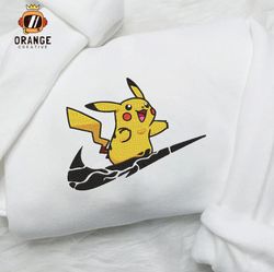 Pikachu Embroidered Crewneck, Pokemon Sweatshirt, Manga Pokemon, Anime Embroidered Hoodie, Unisex T-shirt
