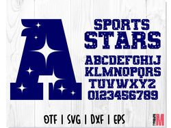 Font with stars OTF | Varsity font, College font, Stars font letters and numbers SVG