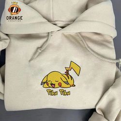Shiny Pikachu Embroidered Crewneck, Pokemon Sweatshirt, Manga Pokemon, Anime Embroidered Hoodie, Unisex T-shirt