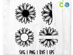 Sunflower Bundle Svg, Flower Svg, Sunflower and Gift Monogram Svg, Half Sunflower Svg, Sunflower Svg file, Sunflower png