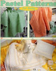 17 projects Pastel Patterns for Baby Crochet - Blankets, Pillows, Wraps - Vintage pattern PDF Instant download