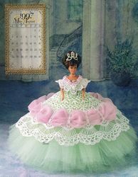 Crochet Doll Gown -Barbie dress pattern-Royal Ball Gown Miss August- Vintage patterns dolls clothes Digital PDF download